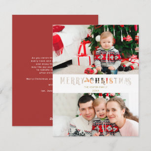 Cartes Pour Fêtes Annuelles Effet papier coupé Noël Script photo personnalisé