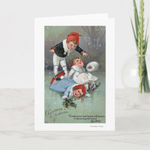 Cartes Pour Fêtes Annuelles Effondrement de patinage d'enfants de GladnessIce