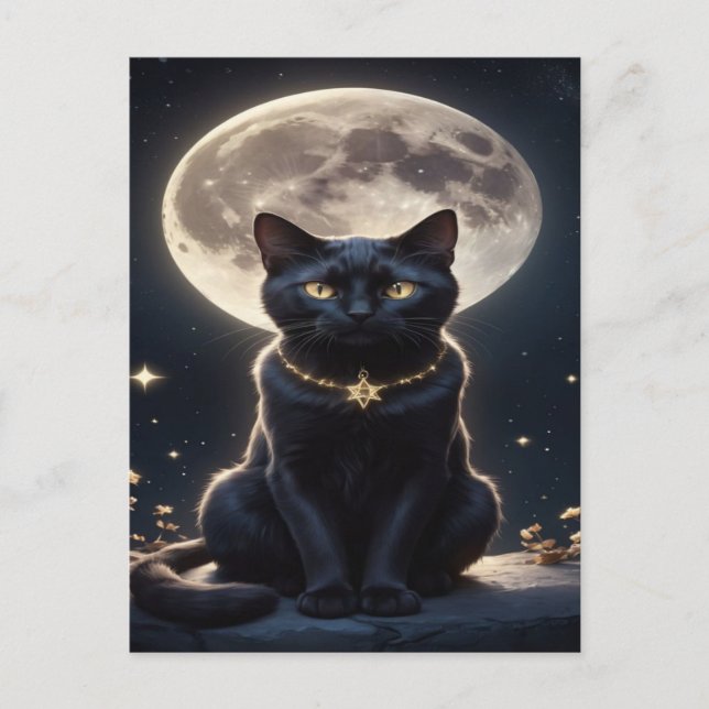 Cartes Pour Fêtes Annuelles Éffrayant Black Cat Halloween Wallpaper — 2025 Nui (Devant)