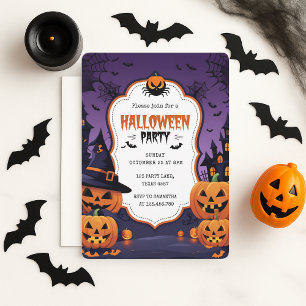 Cartes Pour Fêtes Annuelles Éffrayant Cute Kids Halloween Party