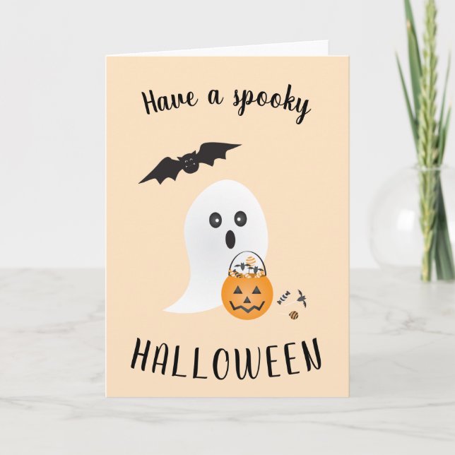 Cartes Pour Fêtes Annuelles Éffrayant Halloween mignon Fantôme Trick Ou Traite (Devant)
