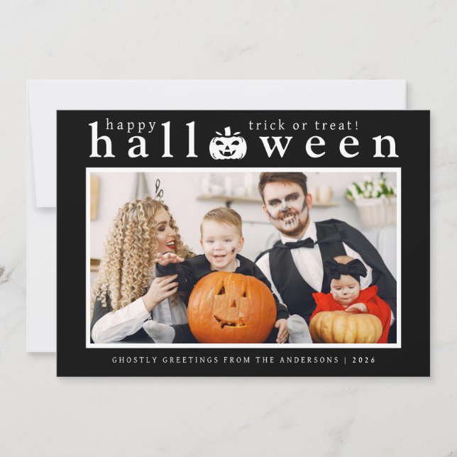 Cartes Pour Fêtes Annuelles Éffrayant Jack-o'lanterne Happy Halloween 1 Photo (Devant)