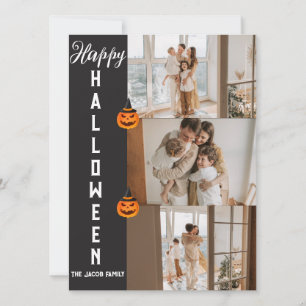 Cartes Pour Fêtes Annuelles Éffrayant moderne Halloween Famille Trois Photo Co