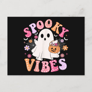 Cartes Pour Fêtes Annuelles Éffrayant Vibes Ghost Retro Halloween Super