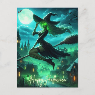 Cartes Pour Fêtes Annuelles Éffrayante verdure Halloween sorcière