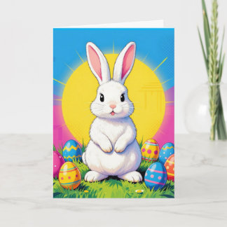 Cartes Pour Fêtes Annuelles Eggs and Bunny Easter card