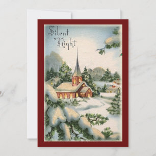 Cartes Pour Fêtes Annuelles Eglise de Noël Vintage Soirée silencieuse