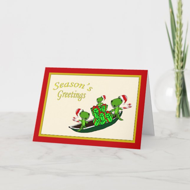Cartes Pour Fêtes Annuelles Église de Santa Alligators (Devant)
