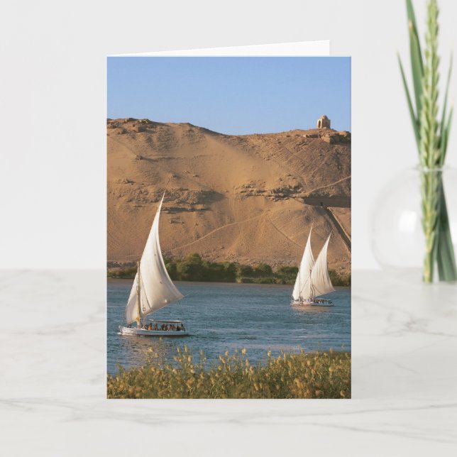 Cartes Pour Fêtes Annuelles Egypte, Assouan, Nil River, Felucca voiliers, (Devant)