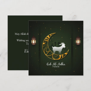 Cartes Pour Fêtes Annuelles Eid Al Adha Moubarak Chèvre Croissant d'Or Islamiq