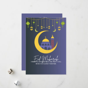 Cartes Pour Fêtes Annuelles Eid Moubarak Bleu