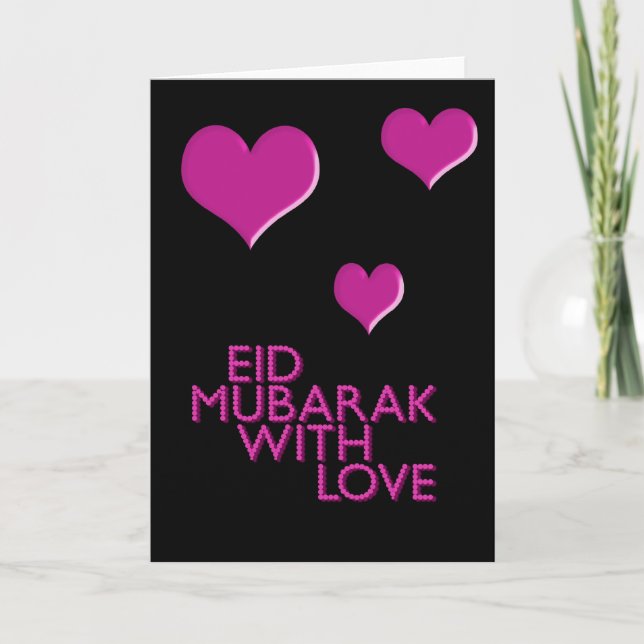 Cartes Pour Fêtes Annuelles eid Mubarak avec le rose d'amour (Devant)