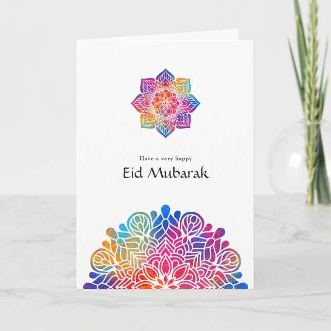 Cartes Pour Fêtes Annuelles Eid Mubarak Mandala Photo de famille Félicitations (Devant)