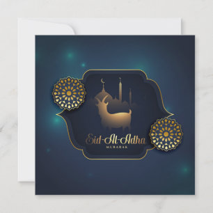Cartes Pour Fêtes Annuelles Eid Ul Adha Mubarak Chèvre Or Ornements Mosquée