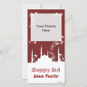 Cartes Pour Fêtes Annuelles Eid White Burgundy Swirl Photo Cards
