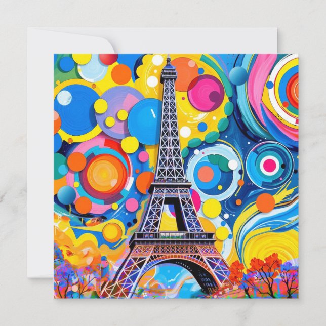 Cartes Pour Fêtes Annuelles Eiffel Tower Pop Art Holiday Card (Devant)