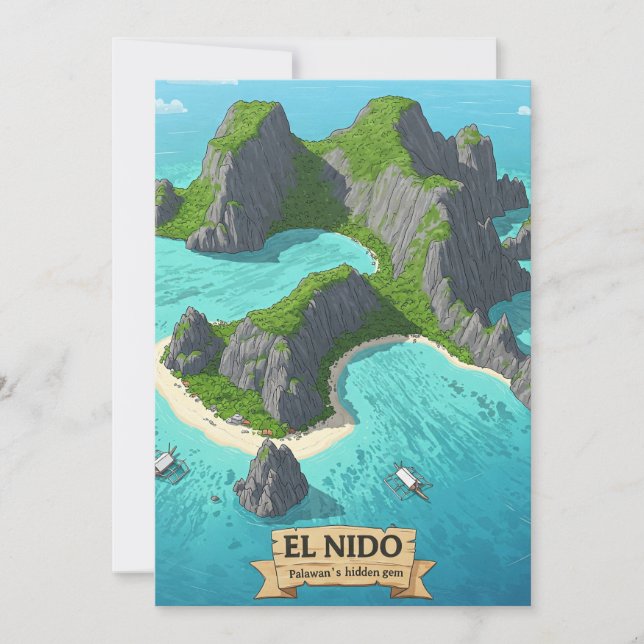 Cartes Pour Fêtes Annuelles El Nido : Le joyau caché de Palawan (Devant)