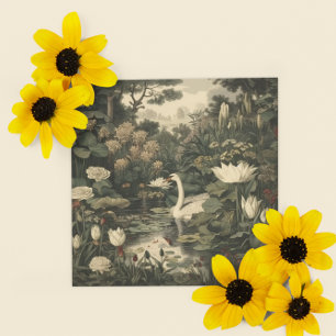 Cartes Pour Fêtes Annuelles Élégance botanique - Le cygne dans la forêt