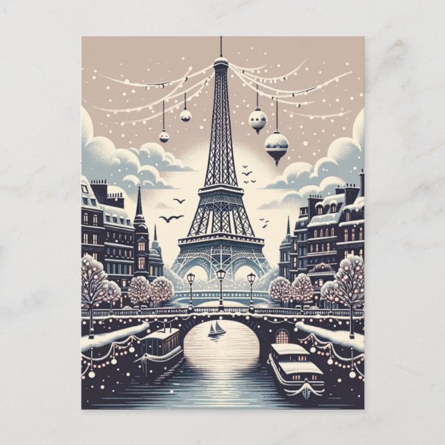 Cartes Pour Fêtes Annuelles Elégance d'hiver parisienne - Noël en ville (Devant)