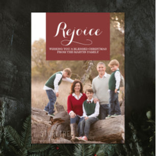 Cartes Pour Fêtes Annuelles Elegance Squared Holiday Photo Card   Burgundy