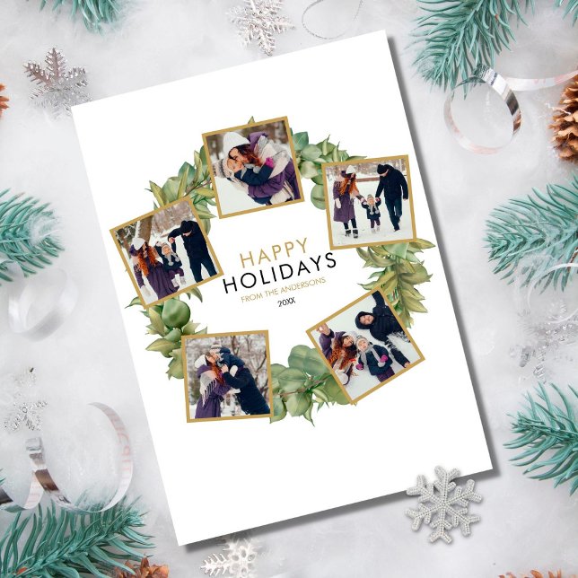Cartes Pour Fêtes Annuelles Elégant 5 Photo Verdure Wreath Noël (Créateur téléchargé)