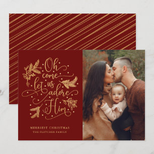 Cartes Pour Fêtes Annuelles Elegant Adore Him   Photo Christmas   Gold Red