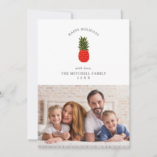 Cartes Pour Fêtes Annuelles Élégant ananas de Noël tropical | Photo (Devant)