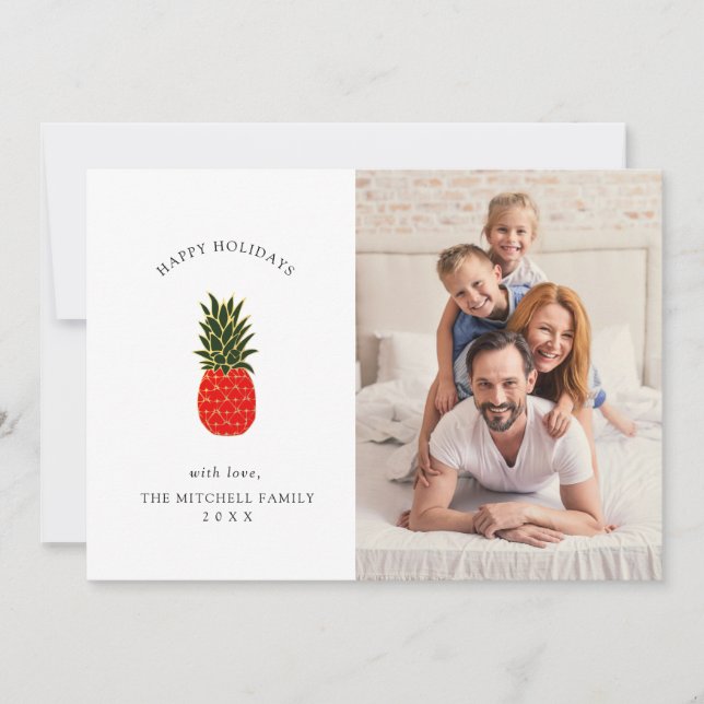 Cartes Pour Fêtes Annuelles Élégant ananas de Noël tropical | Photo (Devant)