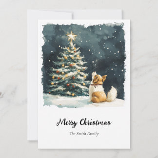 Cartes Pour Fêtes Annuelles Elégant Aquarelle Arbre de Noël non photo