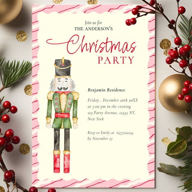 Cartes Pour Fêtes Annuelles Élégant Aquarelle Noisettes Fête de Noël (Créateur téléchargé)