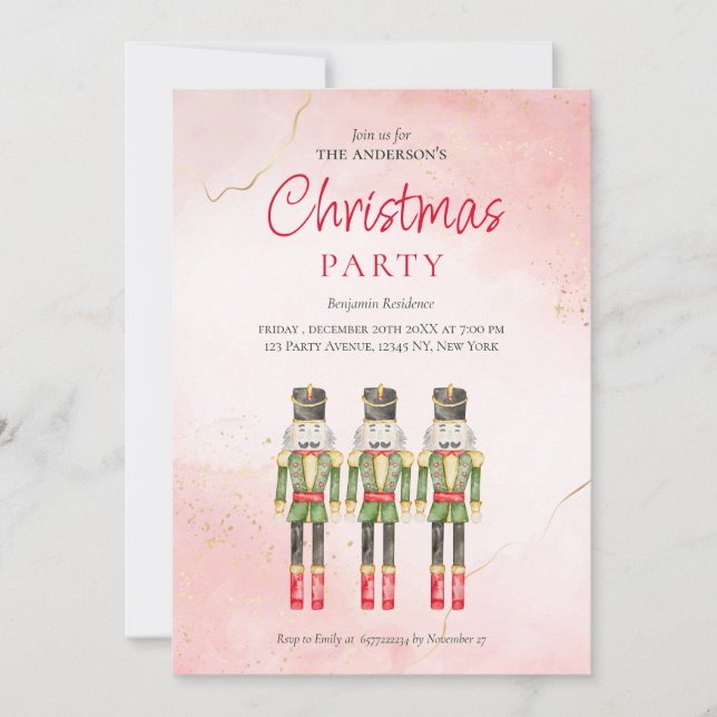 Cartes Pour Fêtes Annuelles Élégant Aquarelle Noisettes Fête de Noël (Devant)