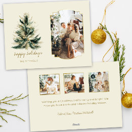 Cartes Pour Fêtes Annuelles Élégant arbre de Noël moderne vert et or photo