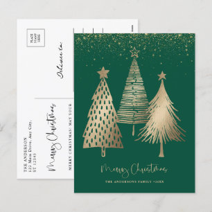 Cartes Pour Fêtes Annuelles Elégant Arbre de Noël Or Parties scintillant neige
