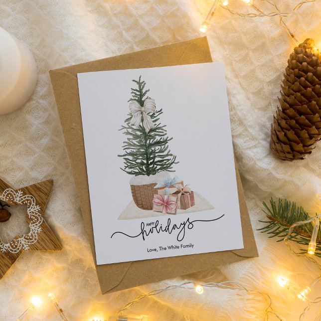 Cartes Pour Fêtes Annuelles Élégant arbre de Noël simple présente plat (Créateur téléchargé)