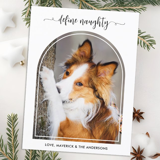 Cartes Pour Fêtes Annuelles Elegant Arc Définir Naughty Christmas Pet Photo (Créateur téléchargé)