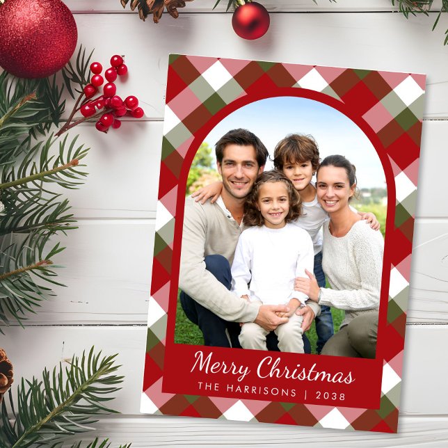 Cartes Pour Fêtes Annuelles Elegant Arch Photo Plaid Christmas (Créateur téléchargé)