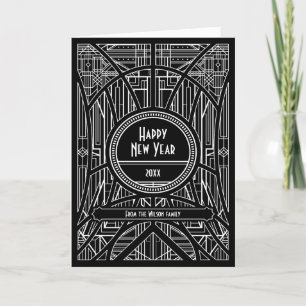 Cartes Pour Fêtes Annuelles Elegant art deco happy New Year black