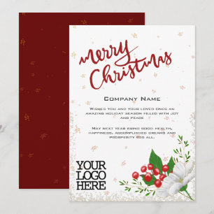 Cartes Pour Fêtes Annuelles Elégant Baies Florales Blanches Neige Joyeux Noël