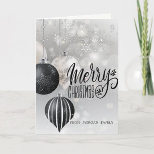 Cartes Pour Fêtes Annuelles Élégant Ballons de Noël Noir élégant, Étoiles