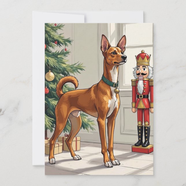 Cartes Pour Fêtes Annuelles Elegant Basenji Dog Nutcracker Modern Christmas (Devant)