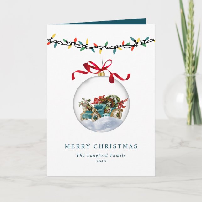 Cartes Pour Fêtes Annuelles Élégant Bauble Bow Joyeux Noël Non Photo (Devant)