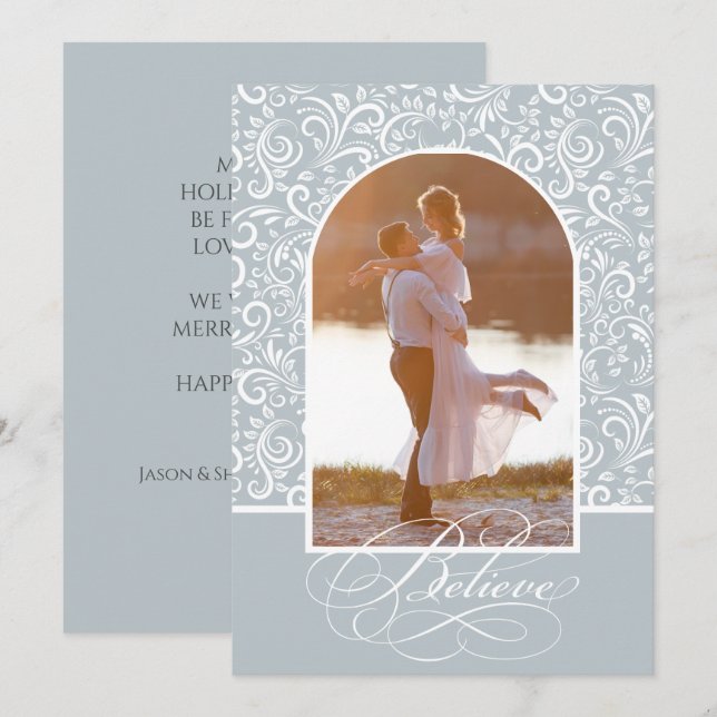 Cartes Pour Fêtes Annuelles Elegant Believe Christmas Photo (Devant / Derrière)