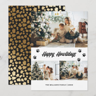 Cartes Pour Fêtes Annuelles Elégant Black and Gold Happy Howlidays Photo