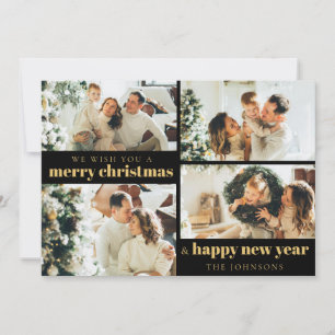 Cartes Pour Fêtes Annuelles Elégant Black Gold 4 Photo Noël