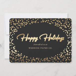 Cartes Pour Fêtes Annuelles Elégant Black Gold Foil main Lettré affaires