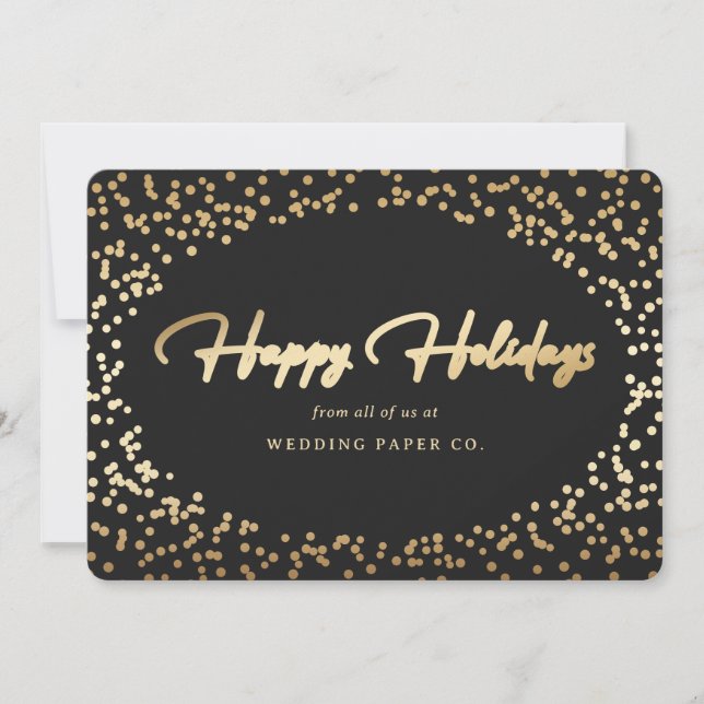 Cartes Pour Fêtes Annuelles Elégant Black Gold Foil main Lettré affaires (Devant)