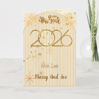 Cartes Pour Fêtes Annuelles Elegant Black Gold Happy New Year 2026 Greeting
