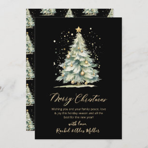 Cartes Pour Fêtes Annuelles Élégant Black Gold Script Non Photo Christmas Tree
