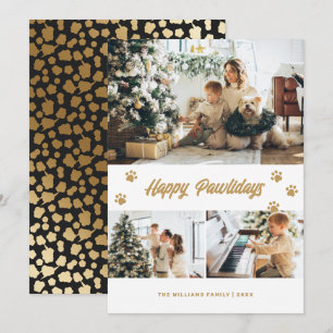 Cartes Pour Fêtes Annuelles Elégant Black Happy Pawlidays Gold Stars Photo