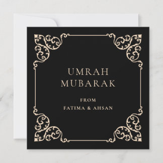 Cartes Pour Fêtes Annuelles Elegant Black Umrah Mubarak Script Greeting Card